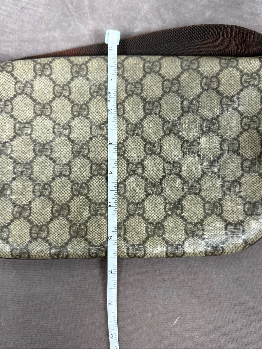 Authentic Gucci GG Supreme Belt bum Bag waist pouch brown tan coated canvas EUC - Picture 7 of 14